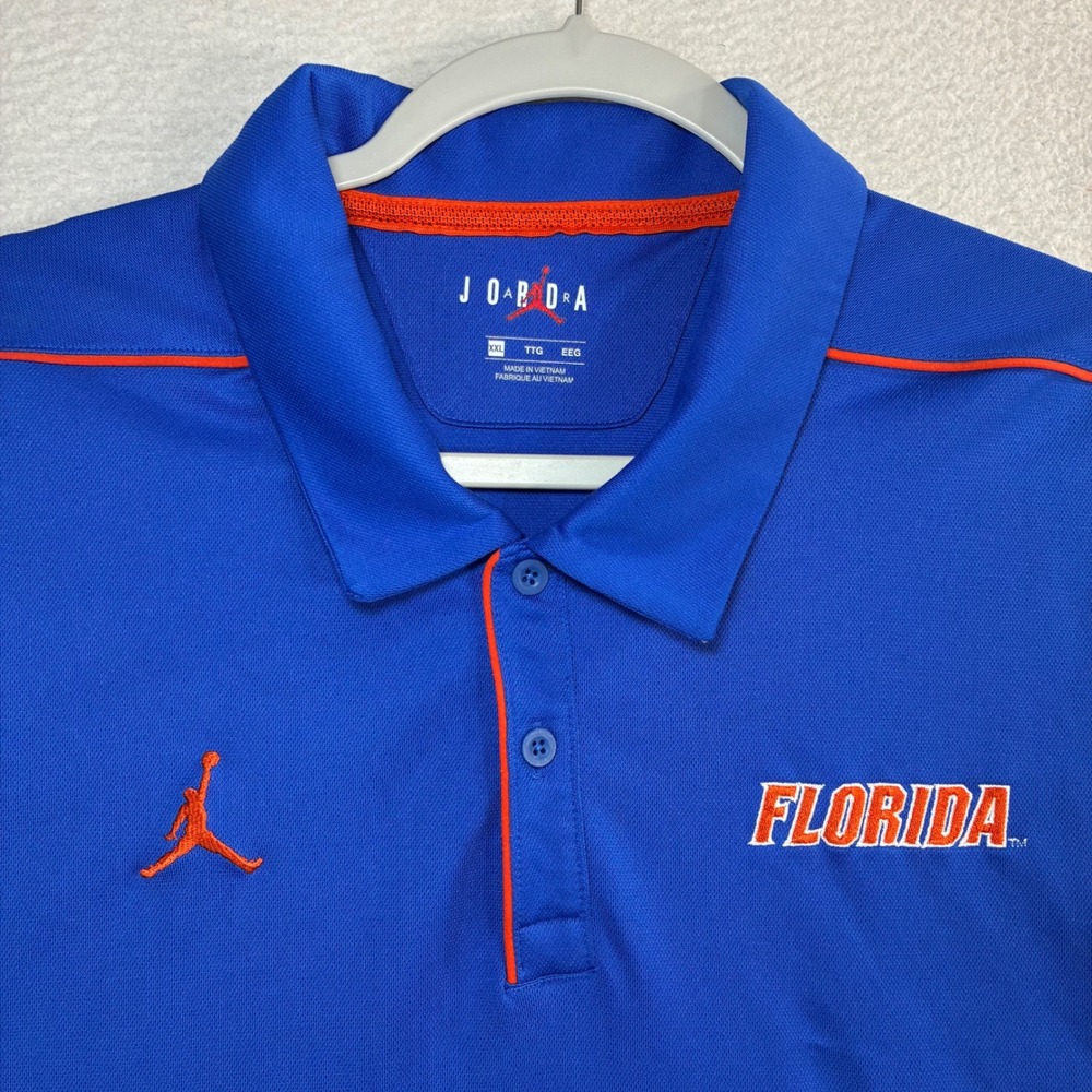 Jordan Florida‎ Gators Polo Shirt Men 2XL Blue Golf Stretch Performance BQ9571